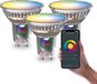 Calex Lampe LED intelligente - Lot de 3 - Lampe couleur GU10 - Éclairage Wifi - Lampe intelligente - Dimmable - Lumière RVB et Blanc Chaud - 4.9W