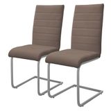 ML-Design Set van 2 eetkamerstoelen, bruin, kunstleer, Cantilever-design, slee, zitting, ergonomisch, hoge rugleuning, metaal, voor kantoor, tafel, keuken, woonkamer