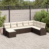 vidaXL Tuinbank Set 8-persoons Bruin Polyrattan