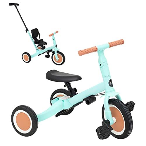 Olmitos - Driewieler voor baby's 5-in-1 gyro - fiets voor kinderen vanaf 1 jaar tot 5 jaar - van driewieler tot fiets met of zonder pedalen - aanpasbaar en ombouwbaar (mintgroen)
