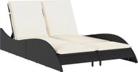vidaXL Ligbed met kussens 114x205x73 cm poly rattan zwart