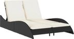 vidaXL Ligbed met kussens 114x205x73 cm poly rattan zwart