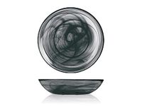 6 H&h Set van 6 zwarte albast diepe borden van glas 21 cm
