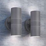 vidaXL LED-wandlamp buiten op-/neerwaarts RVS 2 st