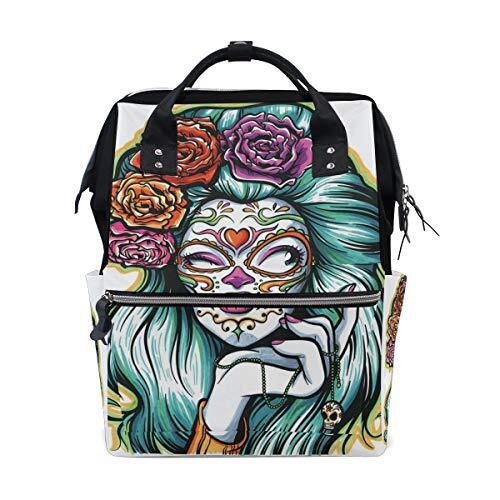 MONTOJ Art Bloemen Dame Patroon Canvas Rugzak Reizen Campus Rugzak