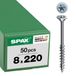 SPAX Houtconstructieschroef, 8 x 220 mm, 50 stuks, Deeldraad, Verzonken kop, T-STAR plus T40, 4CUT, WIROX