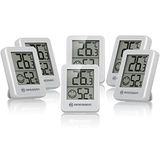 Bresser Set van 6 thermometers, hygrometer, digitale kamerthermometer voor controle, binnenruimte, luchtvochtigheid, koelkast, wandmontage en magneet, schimmelpreventie, indicator smiley, wit