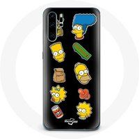 Maniacase Hoesje voor Huawei P30 The Simpsons zwarte achtergrond stickers