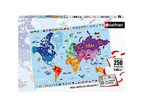 Nathan Puzzel 250 delen wereldkaart voor kinderen, 400556868834