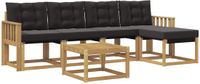 vidaXL - Bank loungeset - 5 zitplekken - Wit en zwart - Acacia hout