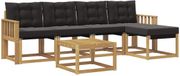 vidaXL - Bank loungeset - 5 zitplekken - Wit en zwart - Acacia hout