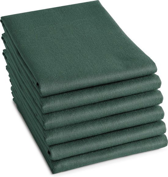 Theedoeken Set - 6 stuks - Groen - Katoen - 60x65 cm
