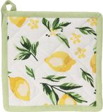 Home & Styling Pannenlap 20x20cm geel Katoen Gebloemd