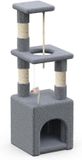 Merkloos / Sans marque Shenzhen Haorui Industrial Technology Co., Ltd. Klein Kattenboom met Platform en Grot - Stabiele Krabpaal voor Katten - Hoogte 88 cm - Grijs