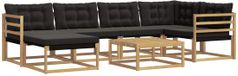 vidaXL Hoek loungeset 7-delig Wit en zwart Massief Acacia Hout