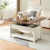 en.casa Salontafel Kasama 110x55x54 cm walnootkleurig en wit