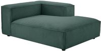 Vente-unique Chaise longue met rechte armleuning in groen ribfluweel RUZOLO