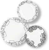 Excelsa 12-delige Serviesset – Magic Black | Italiaans Design | Dinerbord, Ontbijtbord & Kom | Porselein | Vaatwasser- & Magnetronbestendig