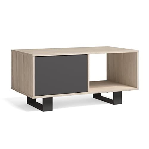 Skraut Home - Salontafel met Deuren, Model Wind 92x50x45cm (Chene-Grey) - EAN: 8436547343652