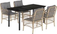 vidaXL 5-delige tuinset met kussens, polyrattan, beige