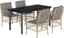 vidaXL 5-delige tuinset met kussens, polyrattan, beige