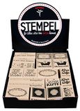 Rayher Display stempel wellness/geluksmomente, 10 stempelmotieven, 19 stempels, houtstempel, 29065000