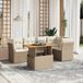 Maison Exclusive - Ensemble de meubles de jardin 5 pièces avec canapé et coussins, beige, en polyrotin
