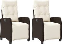 vidaXL Tuinstoelen 2 st verstelbaar met voetensteun poly rattan bruin