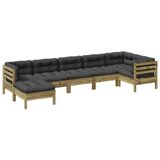 vidaXL 7-delige Loungeset met kussens, geïmpregneerd grenenhout, Antraciet
