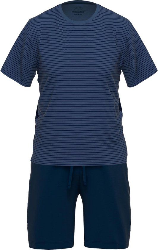 Ceceba Bamboo Heren Shortama - Blauw - Gestreept
