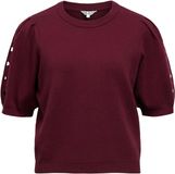 Object Trui Objyuki S/s Re Knit Pullover Noos 23047215 Windsor Wine/embroidery Dames Maat - XL
