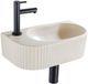 QeramiQ Fuente mitigeur de lavabo – demi-rond – 40x21.5x12 cm – trou de robinet à gauche – robinet noir mat – nervuré