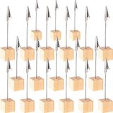 Clips pour photos avec base en bois – Lot de 20 – Idéal pour numéros de table, étiquettes de prix, mémos – Pour mariages, bureaux ou magasins
