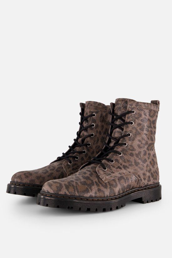 Giga Leopard Veterboots bruin Leer - Maat 34 - Kinderschoenen