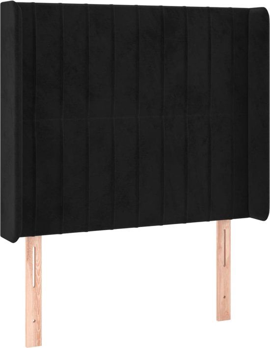 vidaXL Hoofdbord met randen 103x16x118/128 cm fluweel zwart