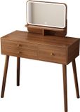 Wan GmbH Table de toilette - Table de maquillage - Mobilier de chambre - Lumière LED réglable - 80cm de large - Noyer