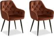 Homestyle4u Eetkamerstoelen - Set van 2 - met armleuningen - Bruin - Fluweel