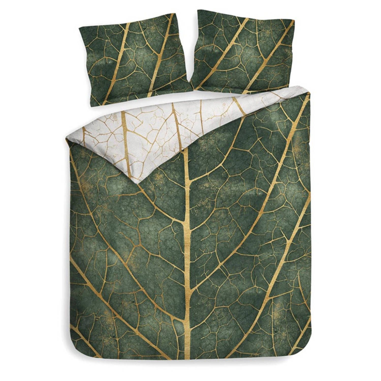 Heckett & Lane Miro Dekbedovertrek - Eenpersoons - 140x200/220 cm - Shiny Green - Katoen