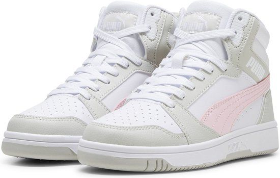 PUMA Rebound V6 Mid Jr Sneakers - PUMA White-Frosty Pink-Sedate Gray - Maat 37