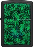 Zippo Stormaansteker, cannabis, matzwart, blacklight, navulbaar, herbruikbaar, windbestendig design, cadeaudoos, gemaakt in de VS