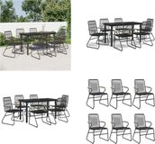 vidaXL 7-delige Tuinset PVC-rattan Zwart