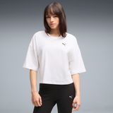 PUMA WARDROBE ESS oversized kort T-shirt voor Dames, Wit, Maat M