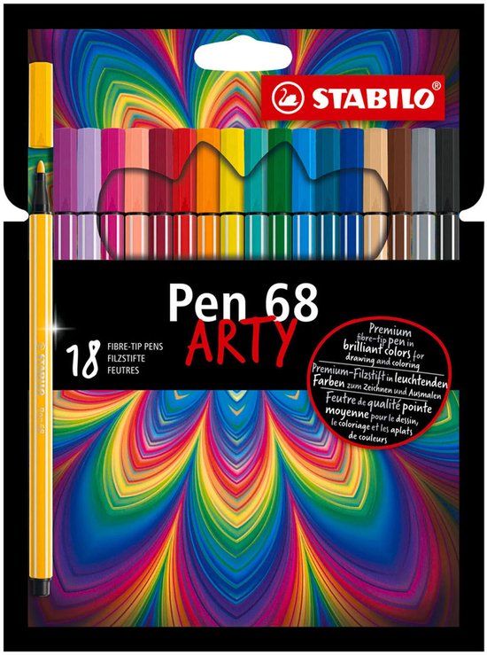 STABILO PEN 68 ARTY viltstift Medium Meerkleurig 18 stuk(s)