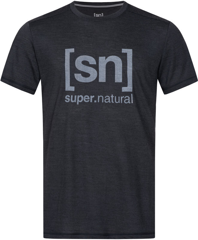 super.natural Logo T-shirt Heren, jet black melange/vapor grey logo S 2020 T-shirts