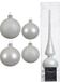 Kaemingk B.V. Ensemble complet de boules de Noël en verre blanc hiver brillant/mat 38x pièces - 18x 4 cm et 20x 6 cm - Inclus étoile de sapin mate