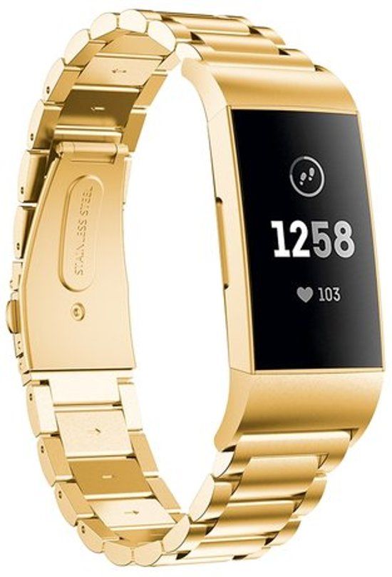 By Qubix Qubix Fitbit Charge 3 Bandjes - Goud - Universeel
