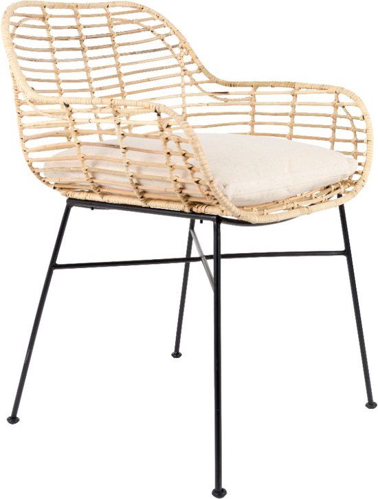 ANLI STYLE Armchair Tiger Rotan Zwart/Naturel 56x49x81.5cm