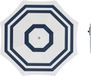 Parasol - Blanc/bleu - D120 cm - incl. sac de transport - piquet de parasol - 49 cm