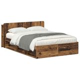 vidaXL Bedombouw met opslag Oud hout 140 x 190 cm Bewerkt hout