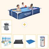 Bestway Rechthoekig Steel Pro Zwembad - 221 x 150 x 43 cm - Blauw